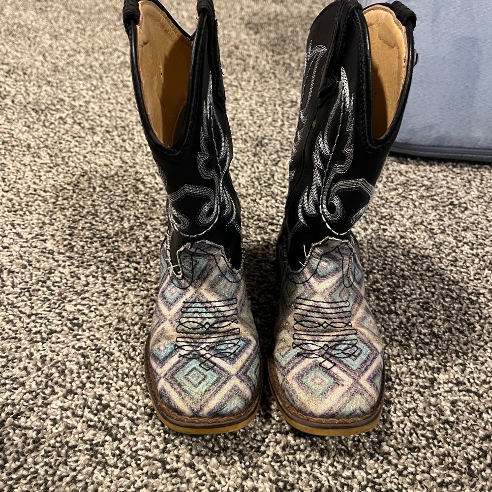 Roper Black and Multicolor Western Boots